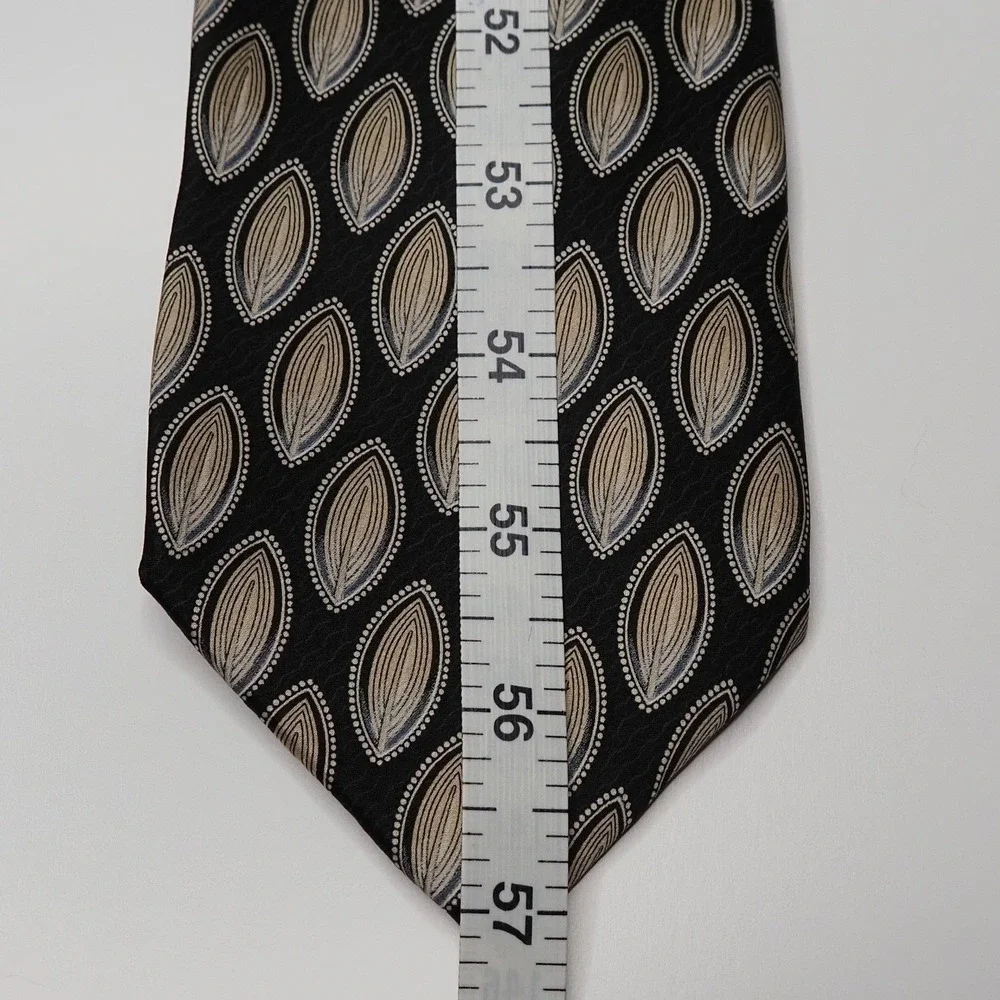 Gianfranco Ferre Mens Silk Tie 57 x 3.5 Black‎ Tan Geometric Italy Designer Neck